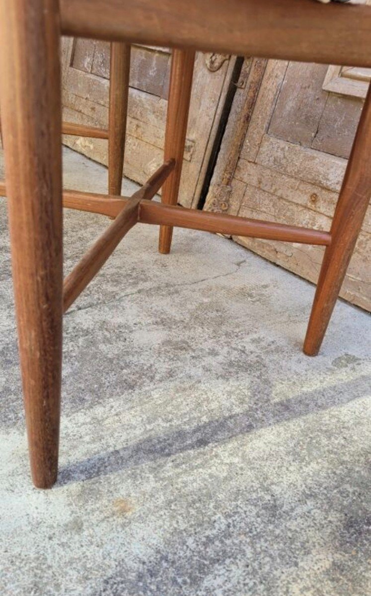 Magnificent Series Of 4 Scandinavian Design Chairs, Quality 1950s Teak Manufacturing.-photo-2