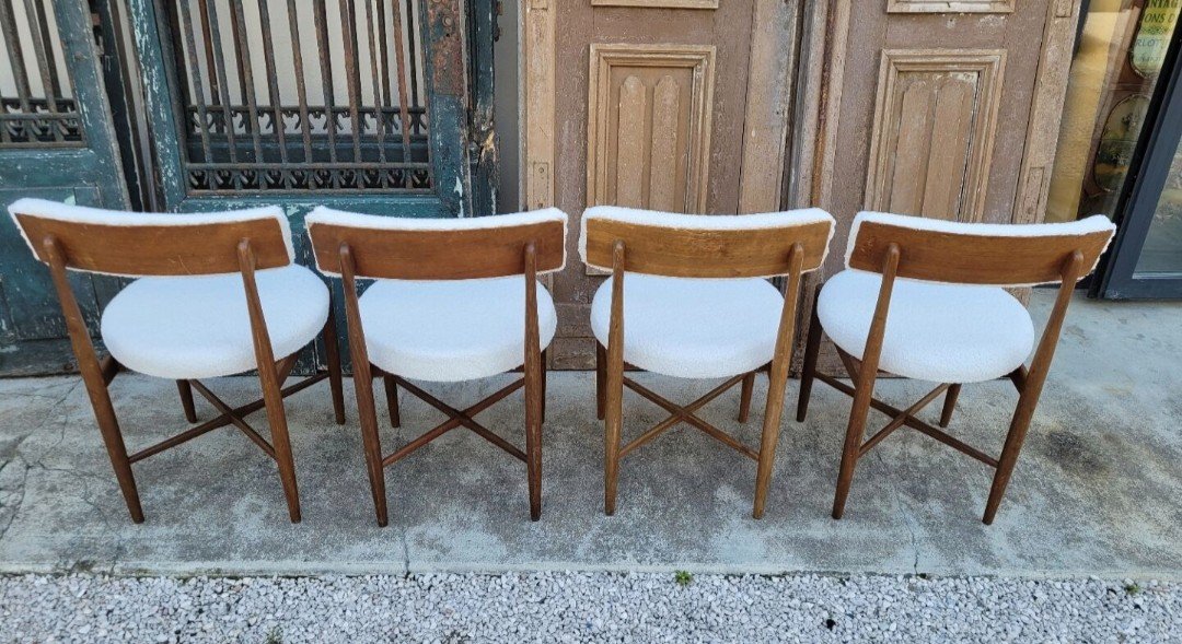 Magnificent Series Of 4 Scandinavian Design Chairs, Quality 1950s Teak Manufacturing.-photo-5