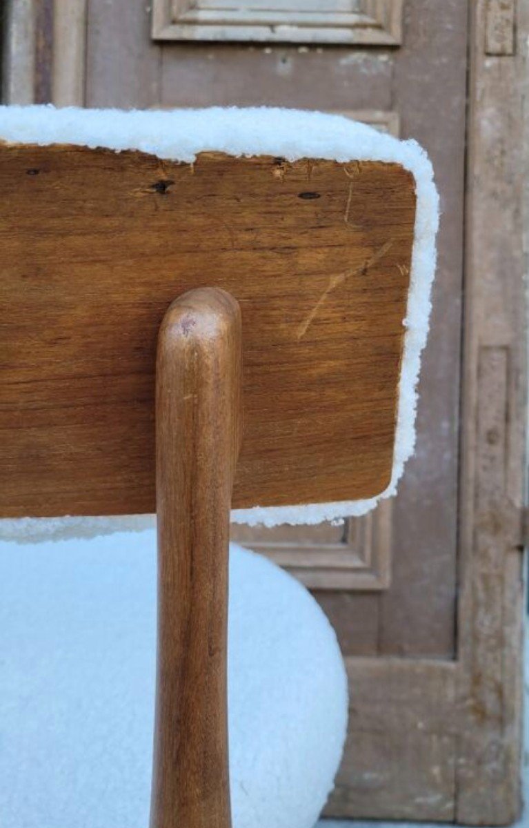 Magnificent Series Of 4 Scandinavian Design Chairs, Quality 1950s Teak Manufacturing.-photo-6