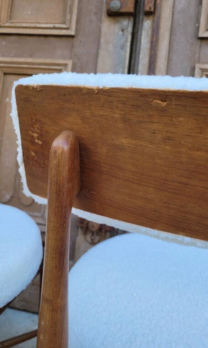 Magnificent Series Of 4 Scandinavian Design Chairs, Quality 1950s Teak Manufacturing.-photo-7