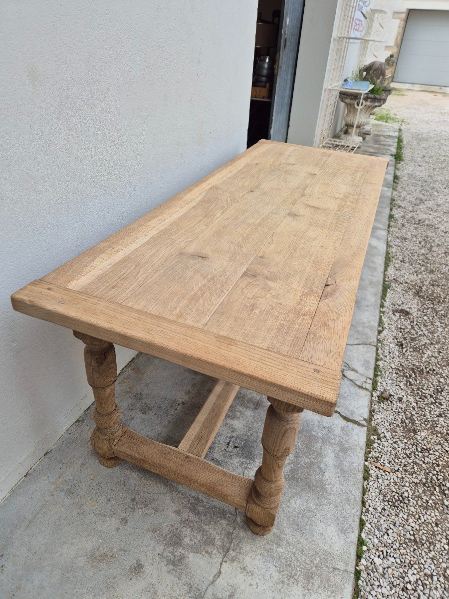 Monastery Farmhouse Table In Solid Oak Stripped Two Drawers - 2m-photo-4