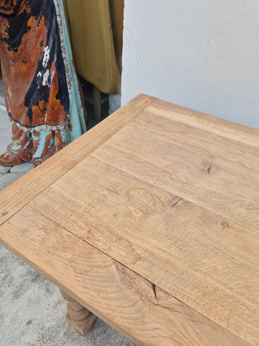 Monastery Farmhouse Table In Solid Oak Stripped Two Drawers - 2m-photo-3