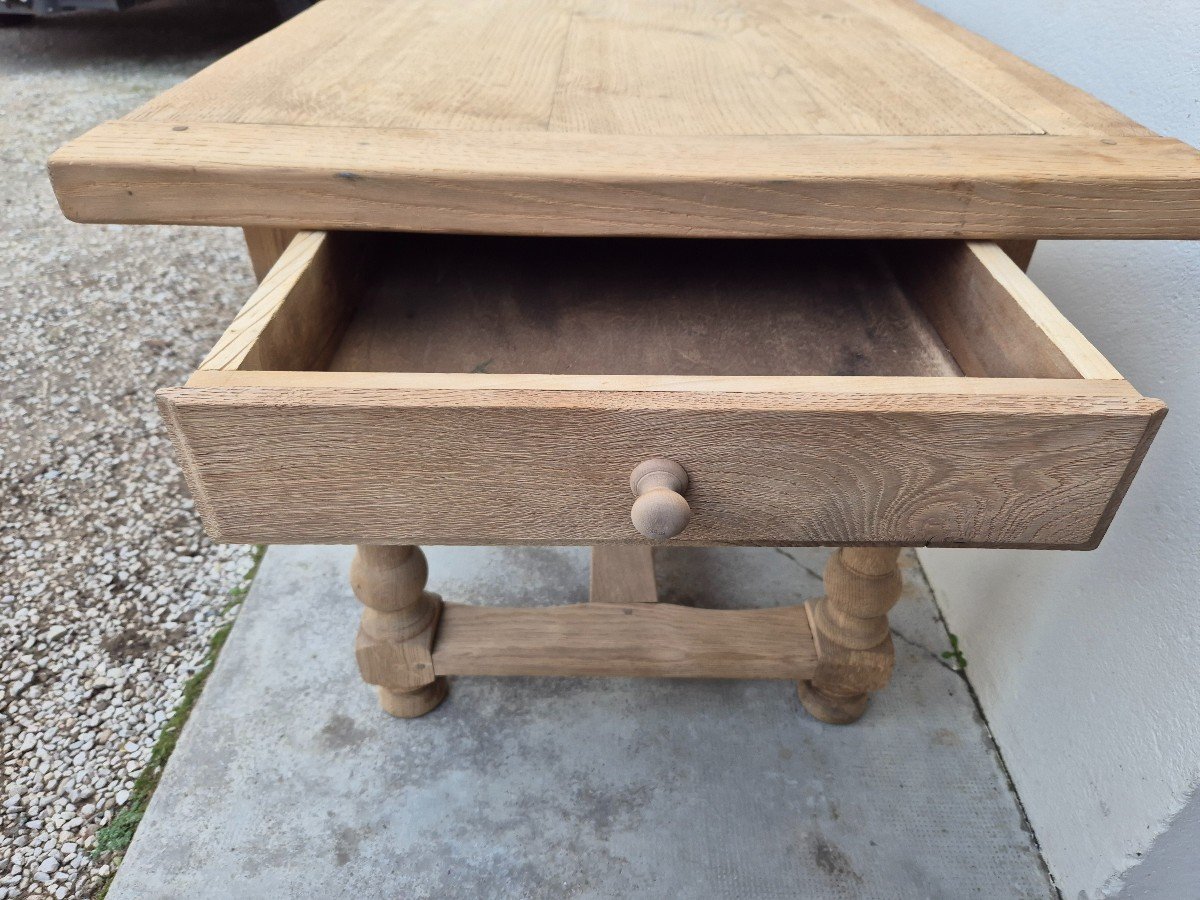 Monastery Farmhouse Table In Solid Oak Stripped Two Drawers - 2m-photo-5