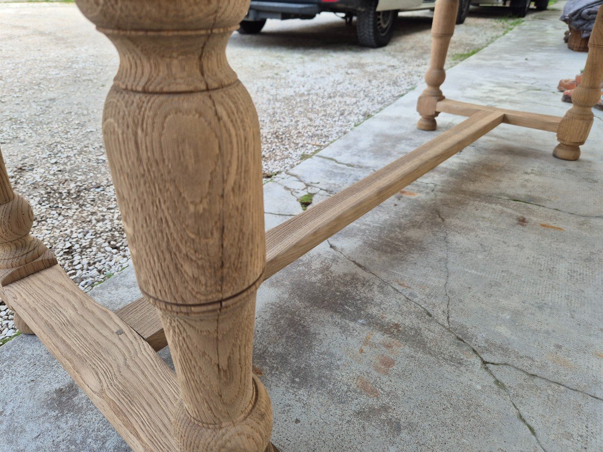 Monastery Farmhouse Table In Solid Oak Stripped Two Drawers - 2m-photo-6