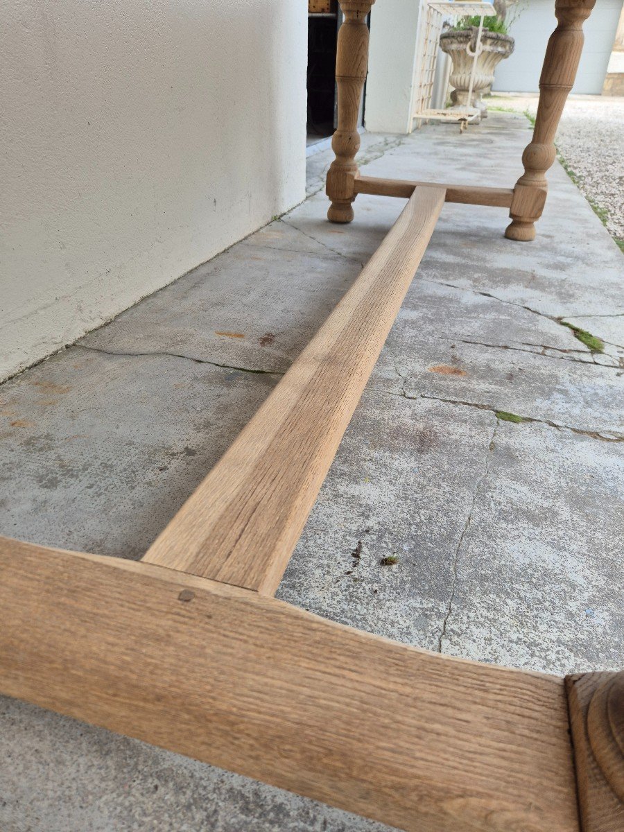 Monastery Farmhouse Table In Solid Oak Stripped Two Drawers - 2m-photo-8