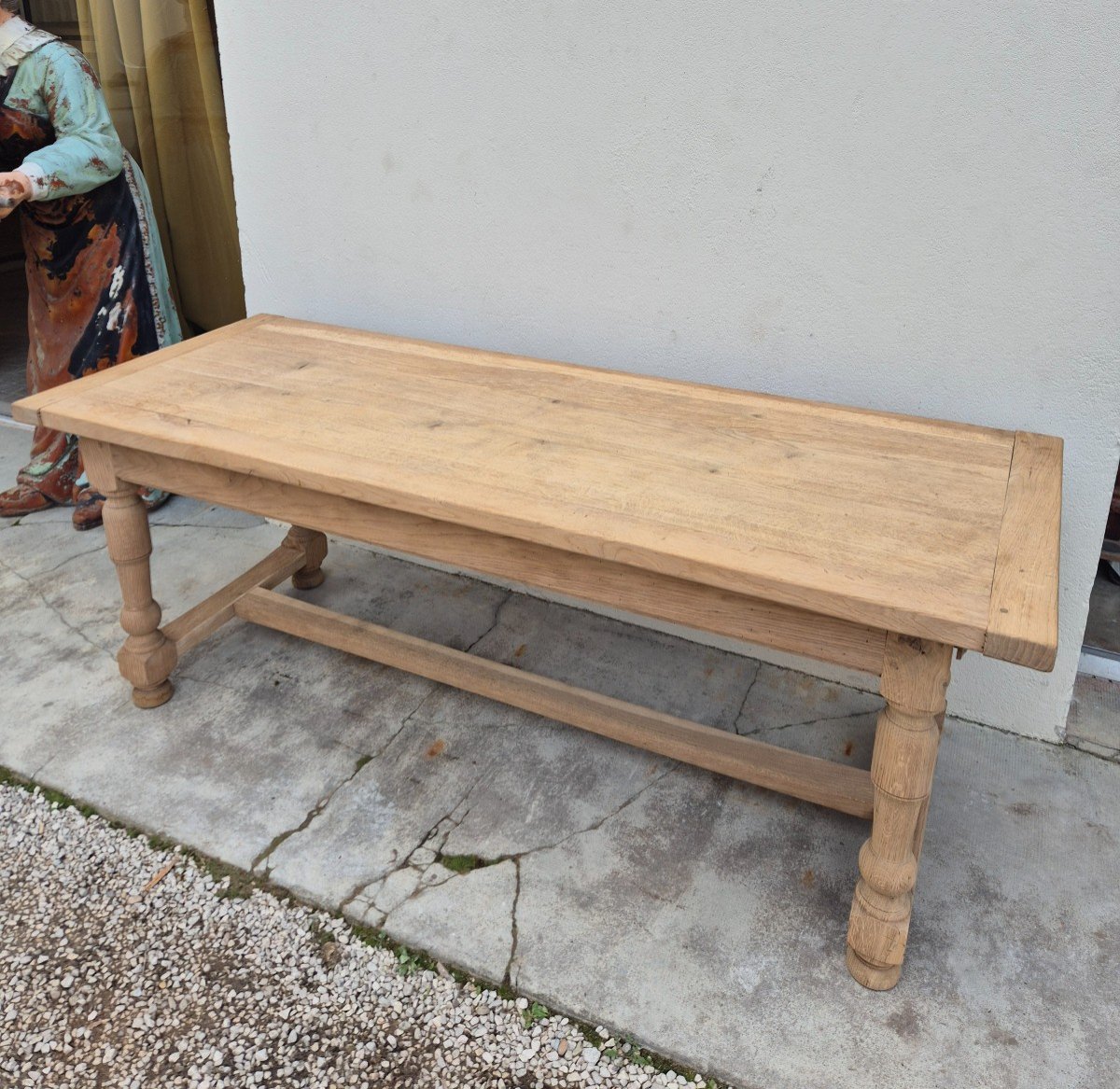 Monastery Farmhouse Table In Solid Oak Stripped Two Drawers - 2m