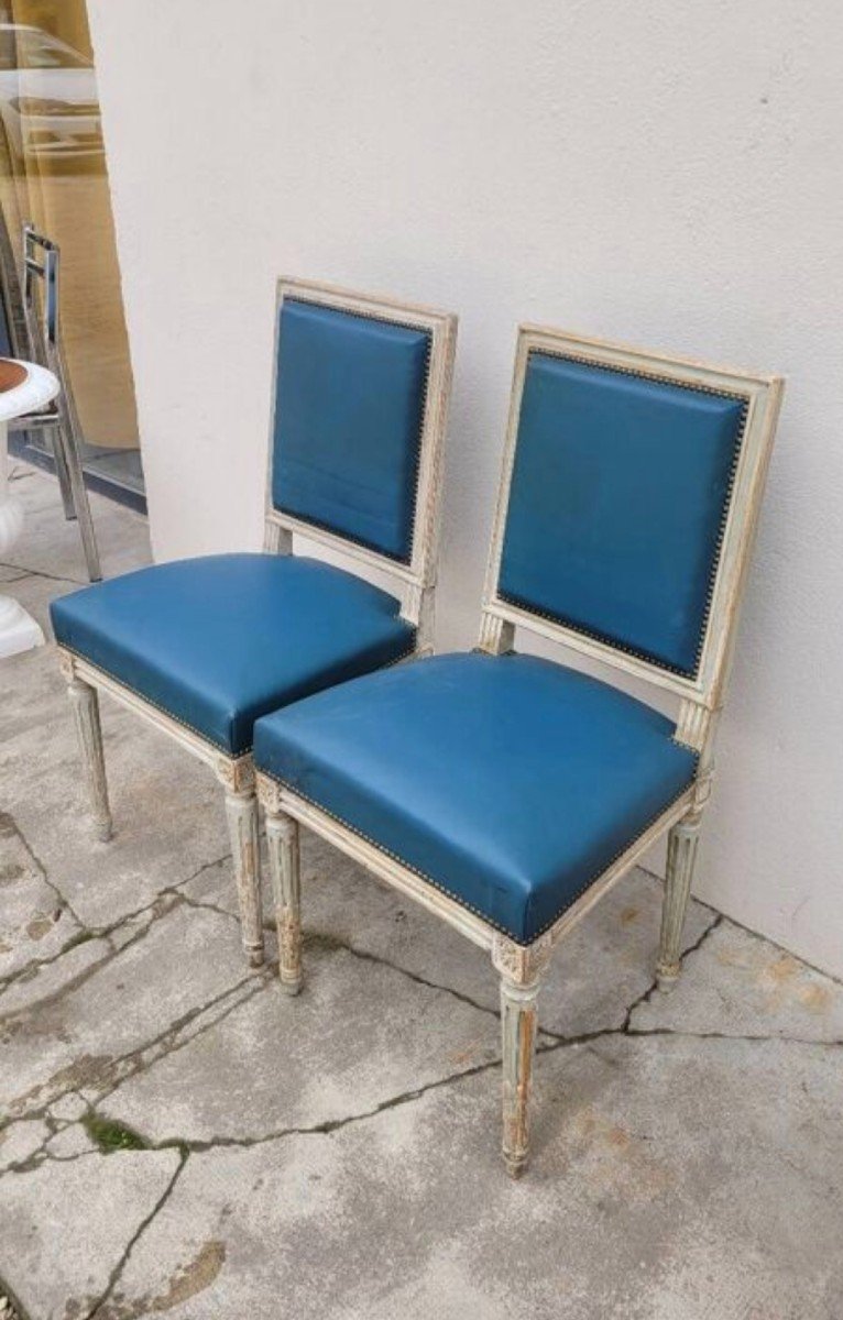 Pair Of Antique Patinated Louis XVI Style Chairs -photo-2