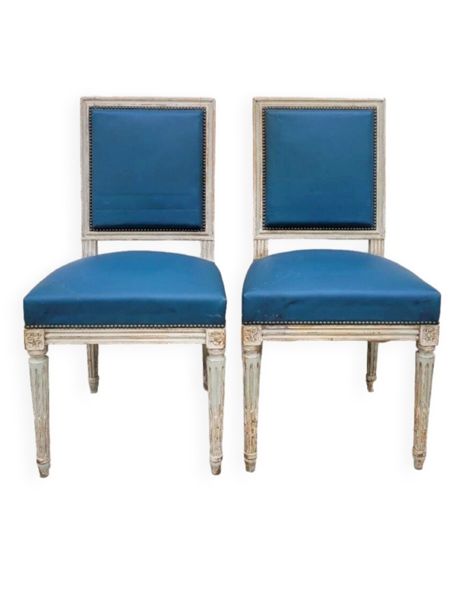 Pair Of Antique Patinated Louis XVI Style Chairs -photo-3