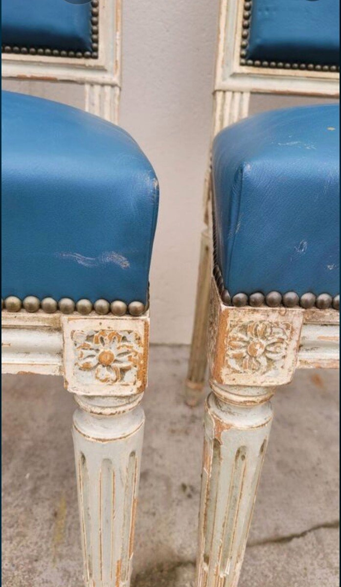 Pair Of Antique Patinated Louis XVI Style Chairs -photo-1