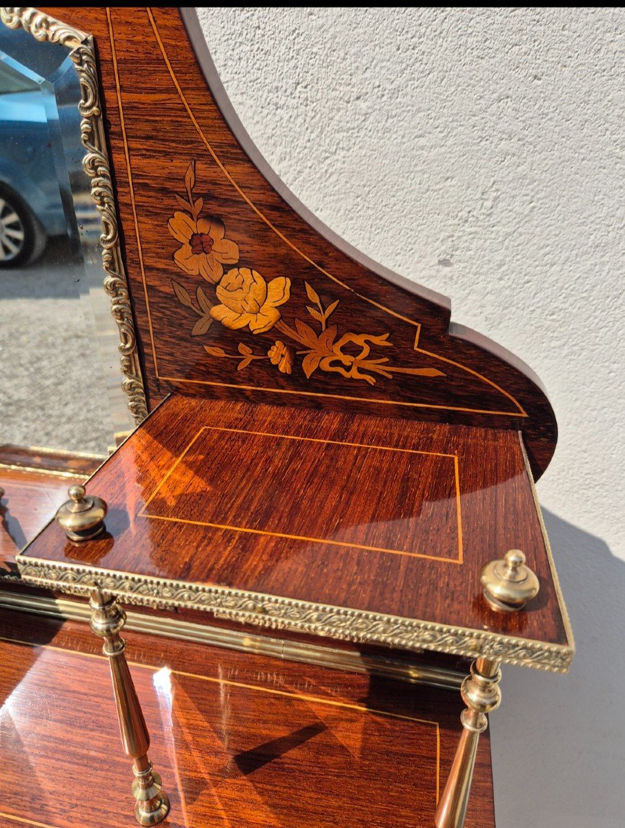 Bonheur Du Jour Louis XV Style Secretary In Rosewood Marquetry Decorated In Gilded Bronze -photo-2