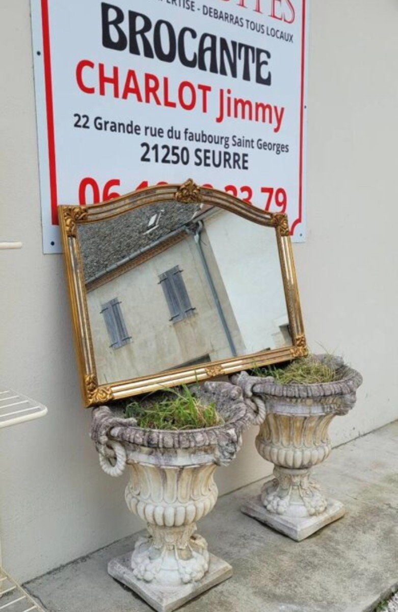 Antique 1960s Gilded Glass Mirror With Bead-photo-4