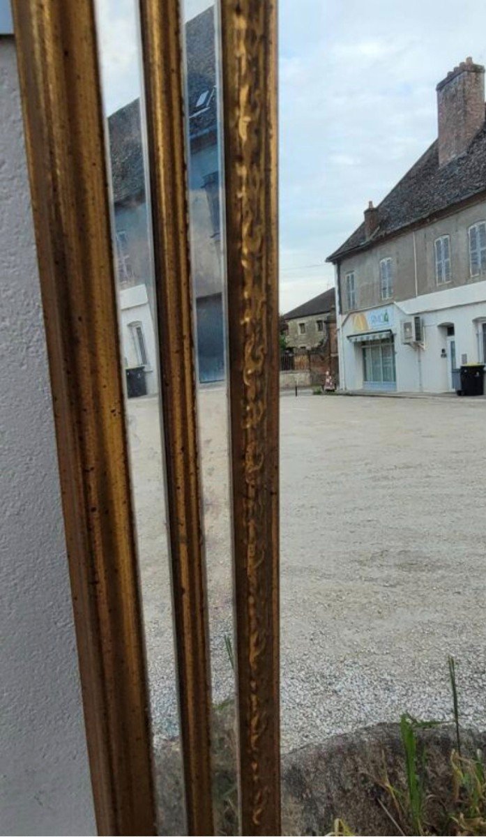 Miroir Glace à Parclose Dorée Ancien époque 1960s-photo-2