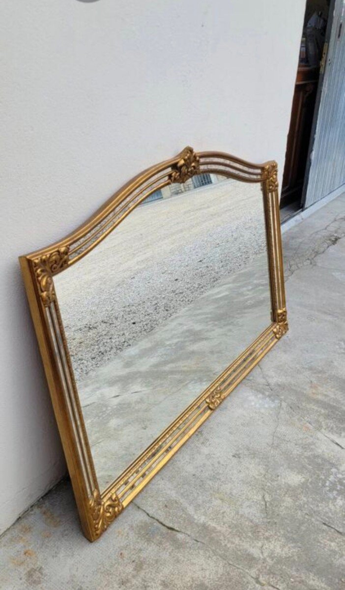 Antique 1960s Gilded Glass Mirror With Bead-photo-8