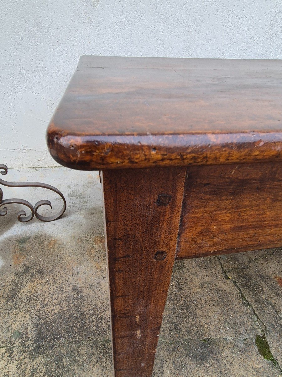 Table Basse De Ferme Rustique En Noyer Massif Ancienne -photo-3