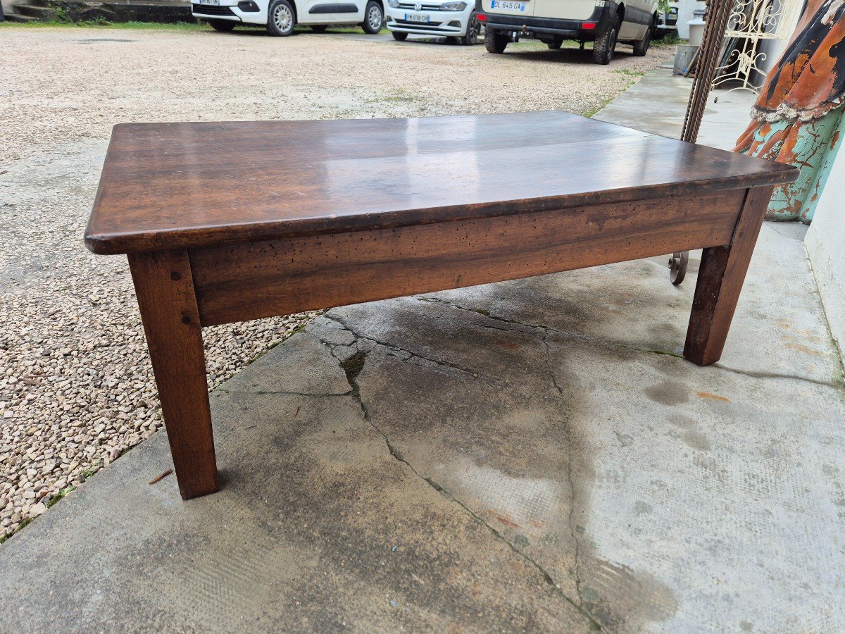 Table Basse De Ferme Rustique En Noyer Massif Ancienne -photo-7