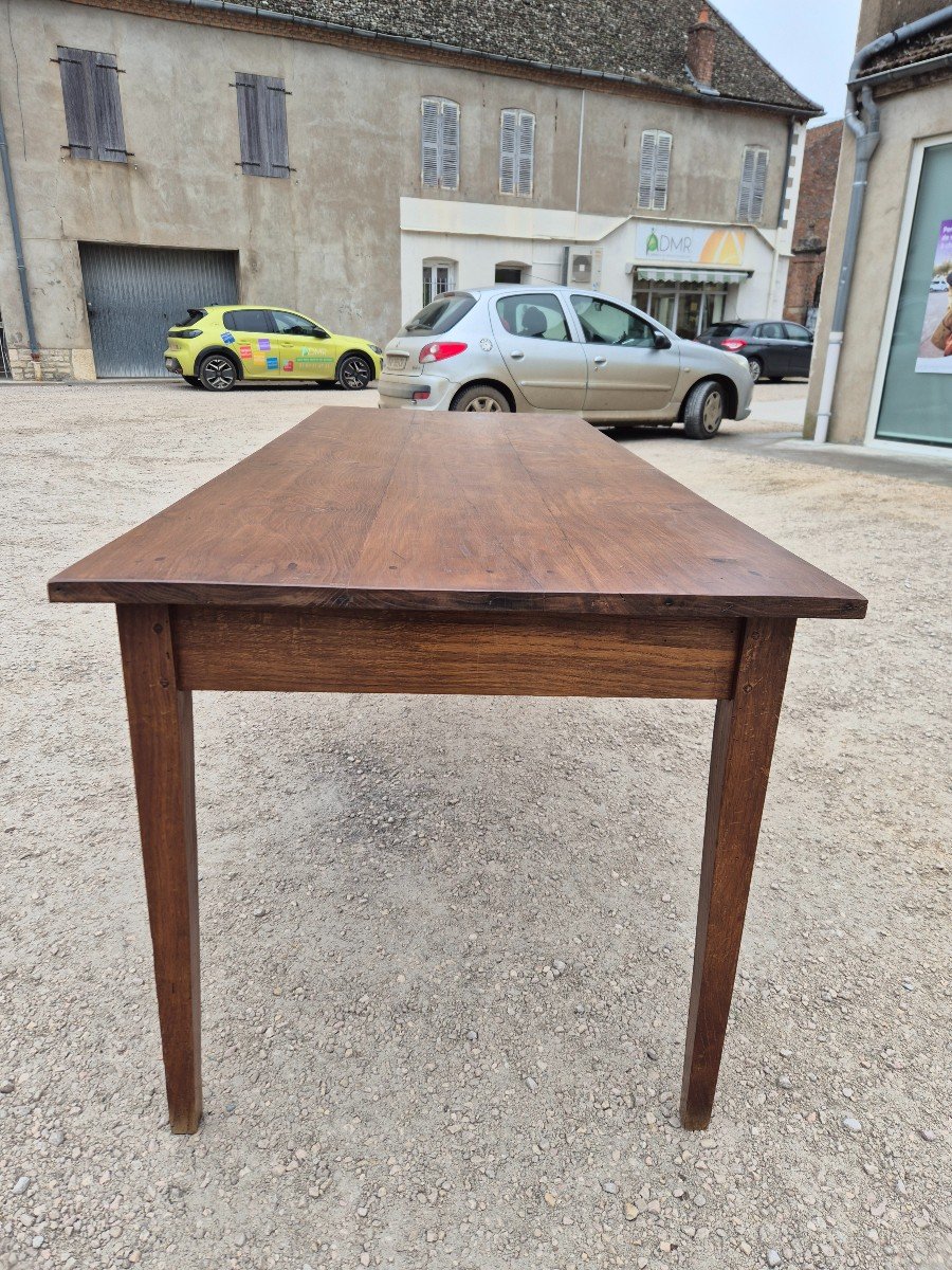 Antique Burgundy Farmhouse Table, One Drawer 1m95-photo-5