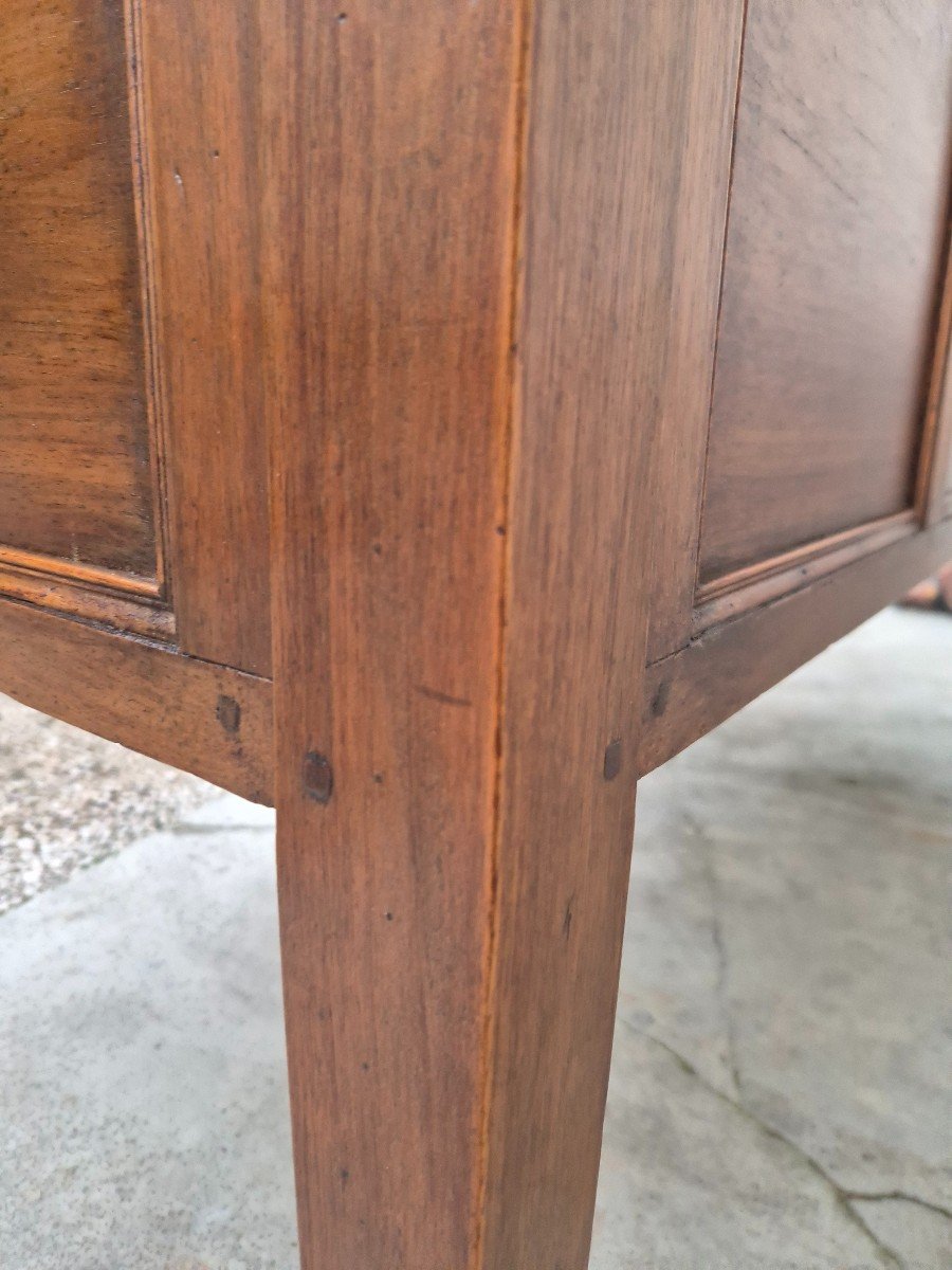 Louis XVI Style Minister's Desk In Solid Walnut, Including 4 Drawers, Antique Manufacture-photo-3