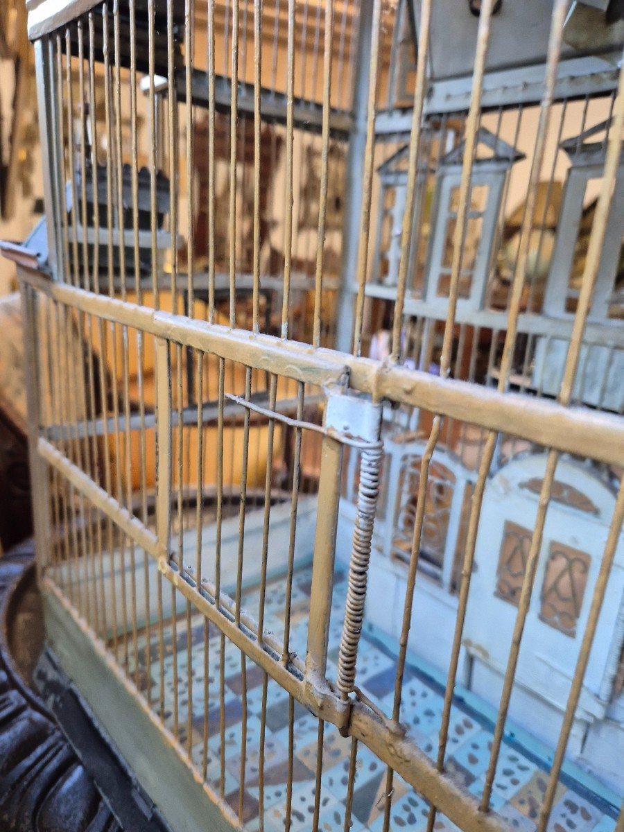 Cage à Oiseaux En Forme De Maison Bourgeoise Château En Zinc Ancienne -photo-6