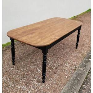 Farm Table Bistrot Style Louis Philippe Oval Patina In Black