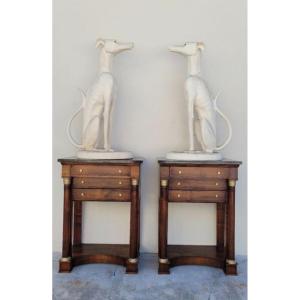 Pair Of Empire Bedside Consoles In Mahogany 19th 