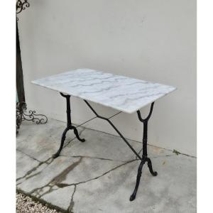 Marble Restaurant Bistro Table With Cast Iron Base 