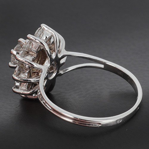 Bague Marguerite En Or Blanc 750 ‰  et diamants taille brillant - B10321-photo-3