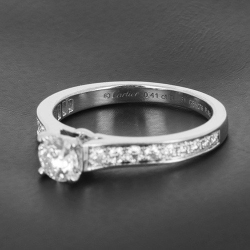 Proantic Cartier 1895 Solitaire Ring In Platinum And 0.41 Ct Central