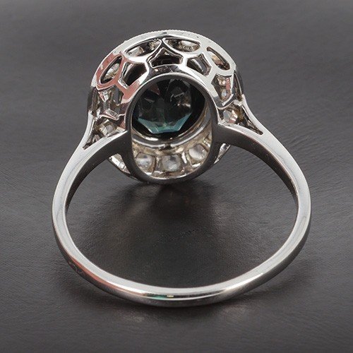 Ring In 750‰ White Gold And Platinum Presenting Untreated Blue Sapphire Of 2.20 Cts - B10416-photo-2