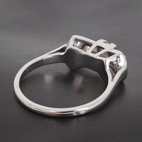 Bague Nœud Or Blanc 750‰ & Platine , Ensemble De 7 Diamants Taille Ancienne Pour 0.50ct -B10493-photo-3