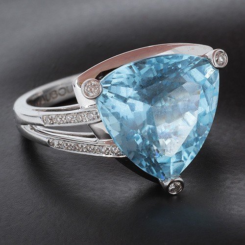  Mauboussin Ring "my Colors To You" In 750 ‰ White Gold, Blue Topaz And Diamonds - B10506