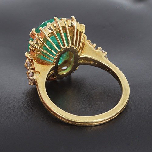 Pompadour In 750 ‰ Yellow Gold And Natural Colombian Emerald Of 6.50 Ct - B 10512-photo-4