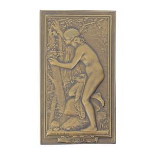 Medal/plaque Uniface "the Nest" By Daniel Dupuis, Sd (1890), Bronze