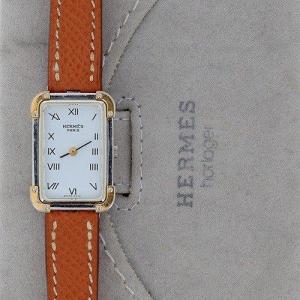 Montre Hermes Croisière, Boitier Rectangulaire En Acier -quartz Vendue Avec Sa Poche - B10096