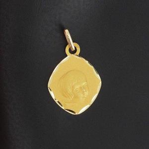 Médaille Losange En Or Jaune 750 ‰ à Décor d'Une Tête De Chérubin