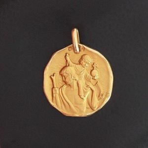 Médaille De Baptême Saint Christophe En Or Jaune 750‰ -b10435