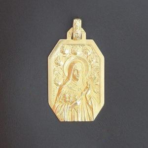 Augis & Mazzoni - Octagonal Medal In Yellow 750‰ Of The Virgin With The Veil -b10526