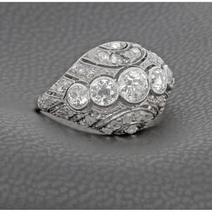 Bague Dôme Année 1930 En Platine -B10022