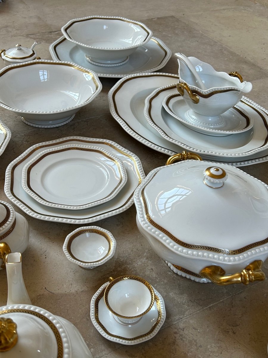 Important Part Of Rosenthal « bavaria » Table Service Embossed Pearls &gold Laurel Leaves.-photo-2