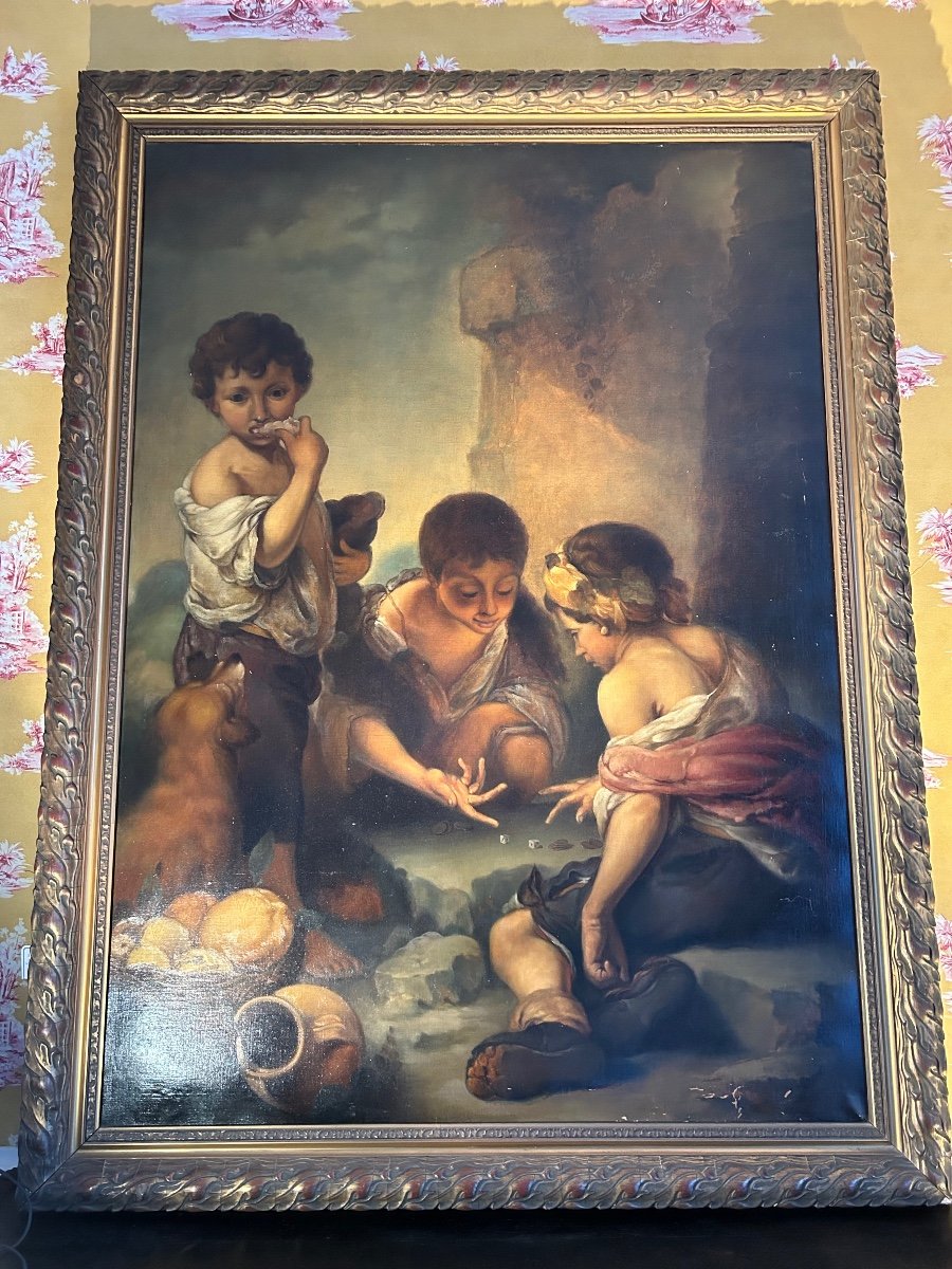 Huile Sur Toile, Reprise Des « enfants Jouant Aux Dés » De Murillo .