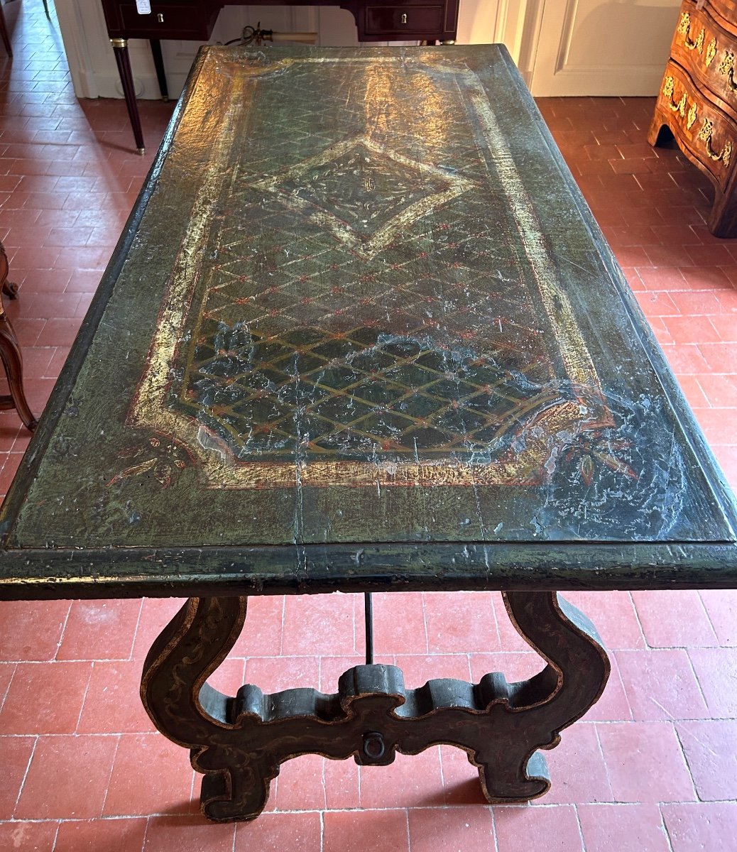 17th Century Painted Wooden Spanish Table.