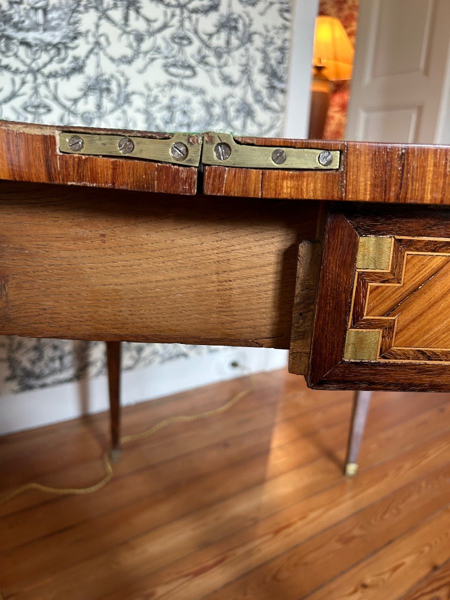 Game Table In Marquetry, Louis XVI Style , 18 Century.-photo-3