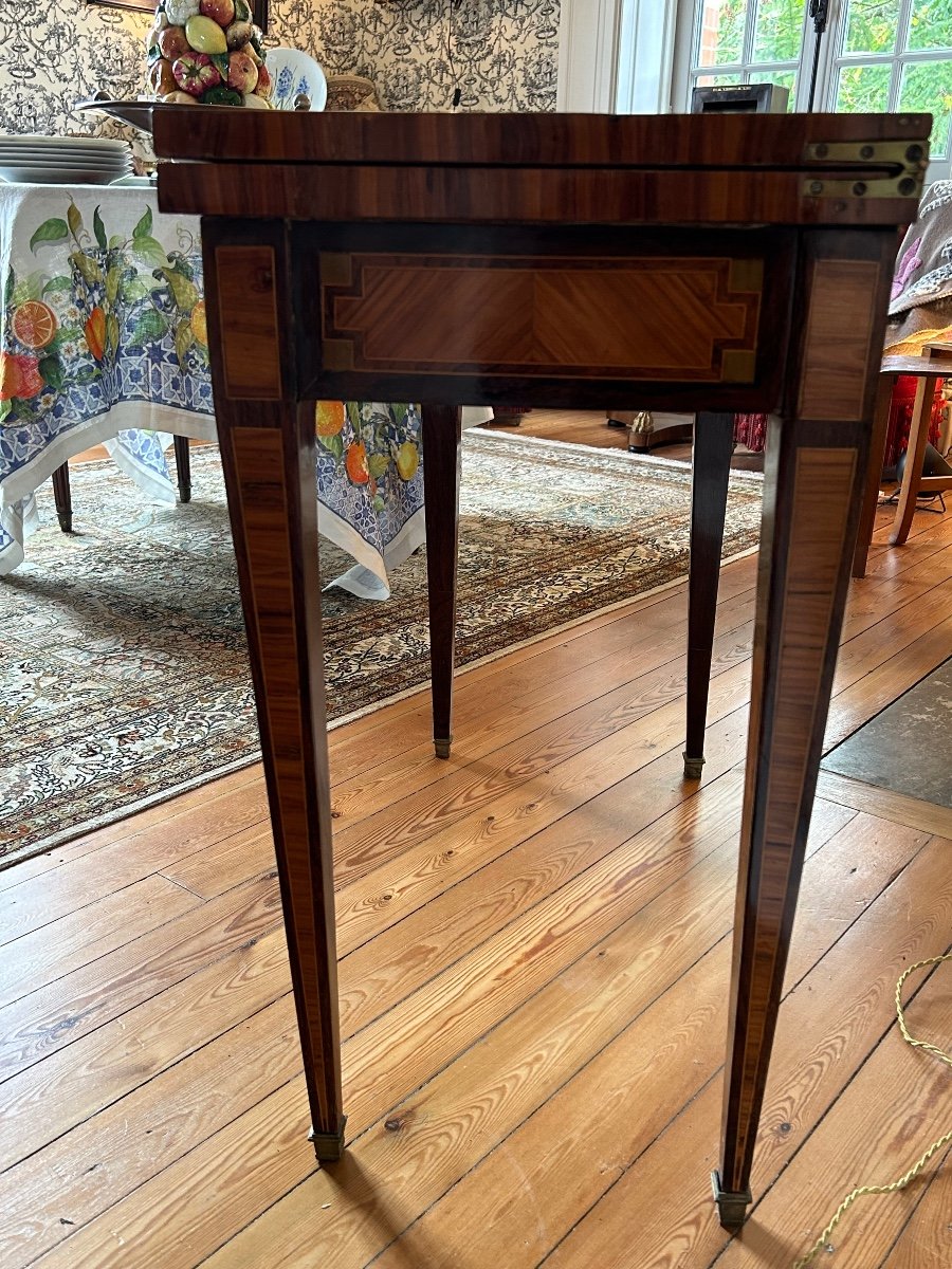 Game Table In Marquetry, Louis XVI Style , 18 Century.-photo-4