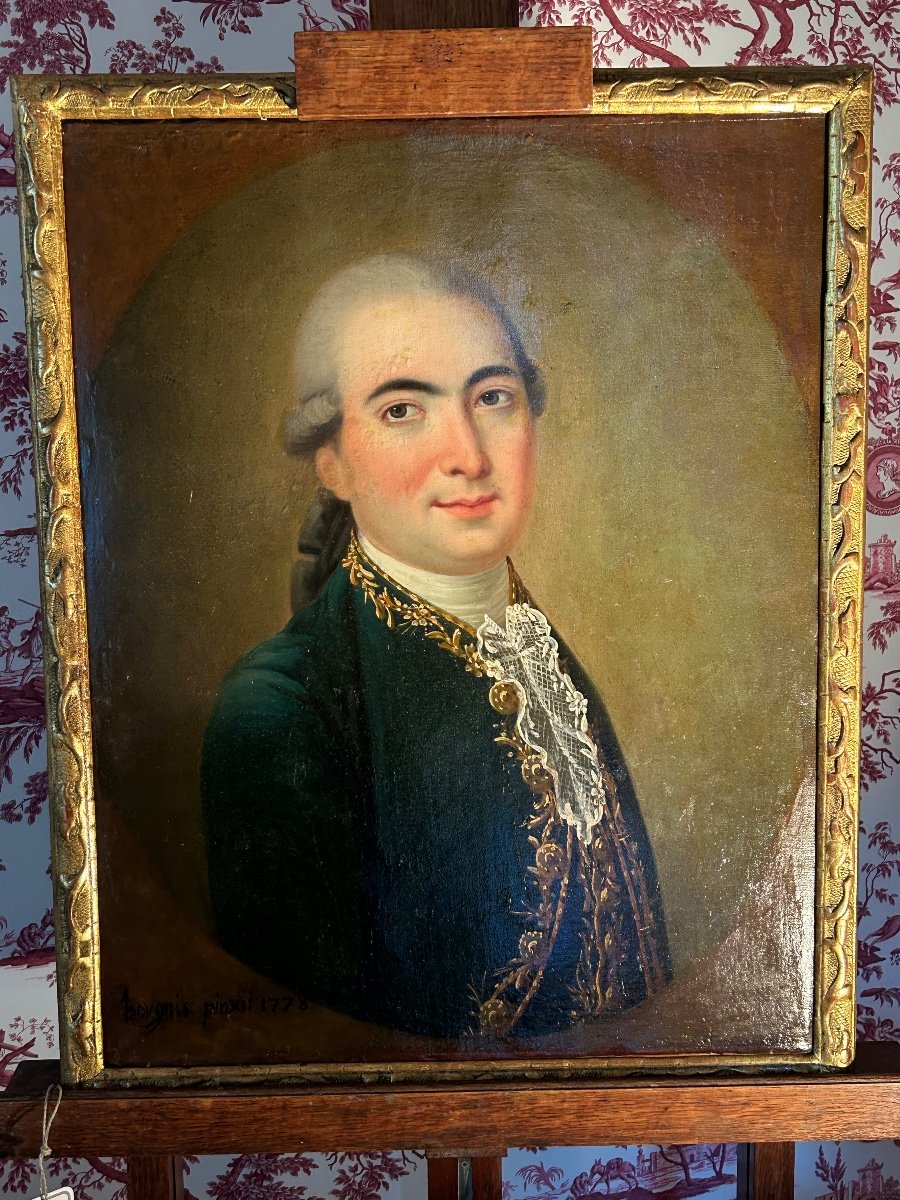 Portrait D’un Gentilhomme D’époque Louis XVI, Huile Sur Toile Signée Borgnis, Datée 1778-photo-4