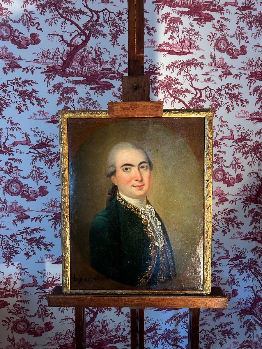 Portrait D’un Gentilhomme D’époque Louis XVI, Huile Sur Toile Signée Borgnis, Datée 1778