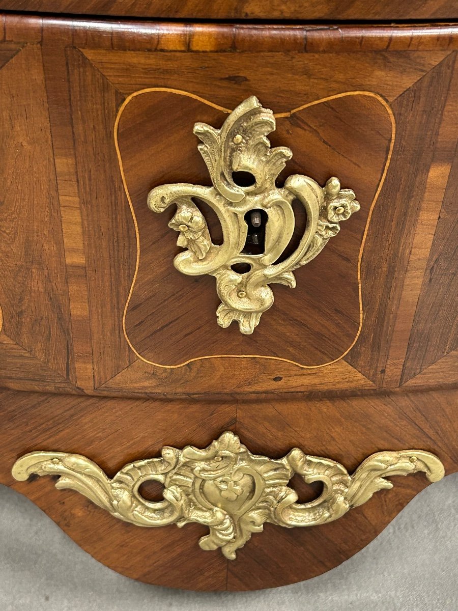 Commode En Marqueterie De Prunier D’époque Louis XV-photo-1