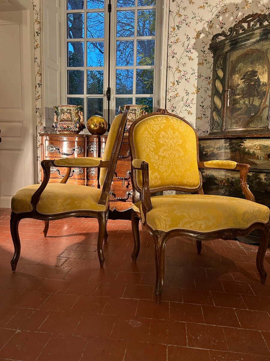 Pair Of Large Louis XV Period Armchairs