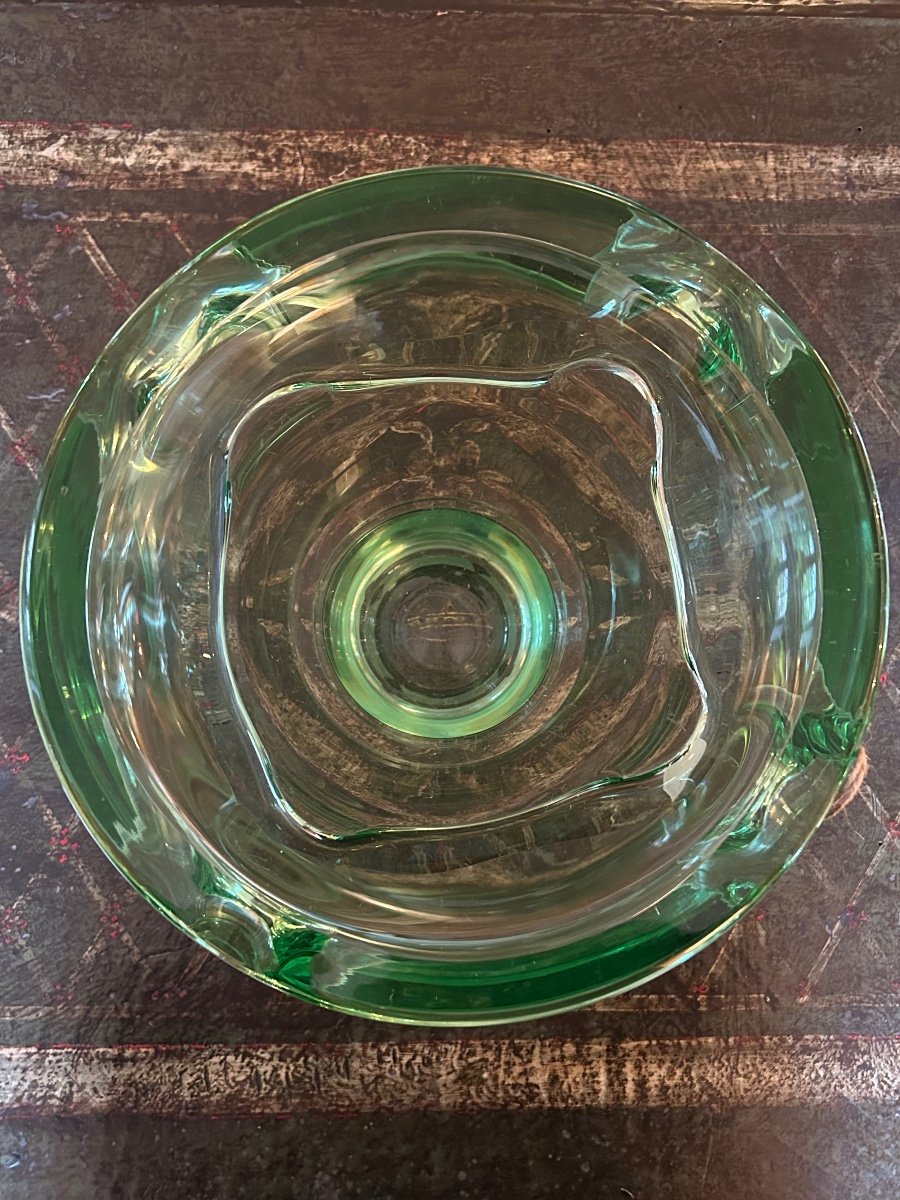 Grand Vase Daum En Cristal  de couleur "vert Menthe" Des Années 1940.-photo-4