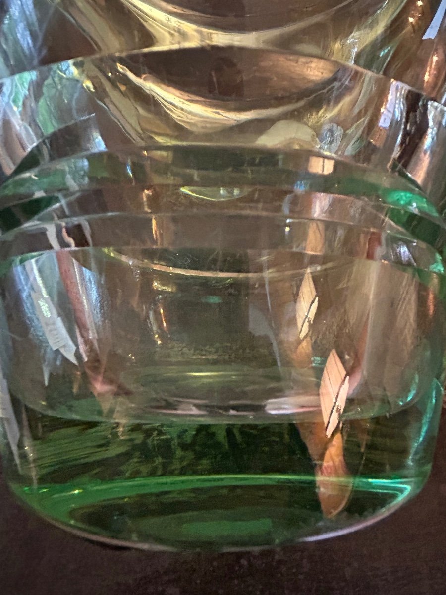 Grand Vase Daum En Cristal  de couleur "vert Menthe" Des Années 1940.-photo-2