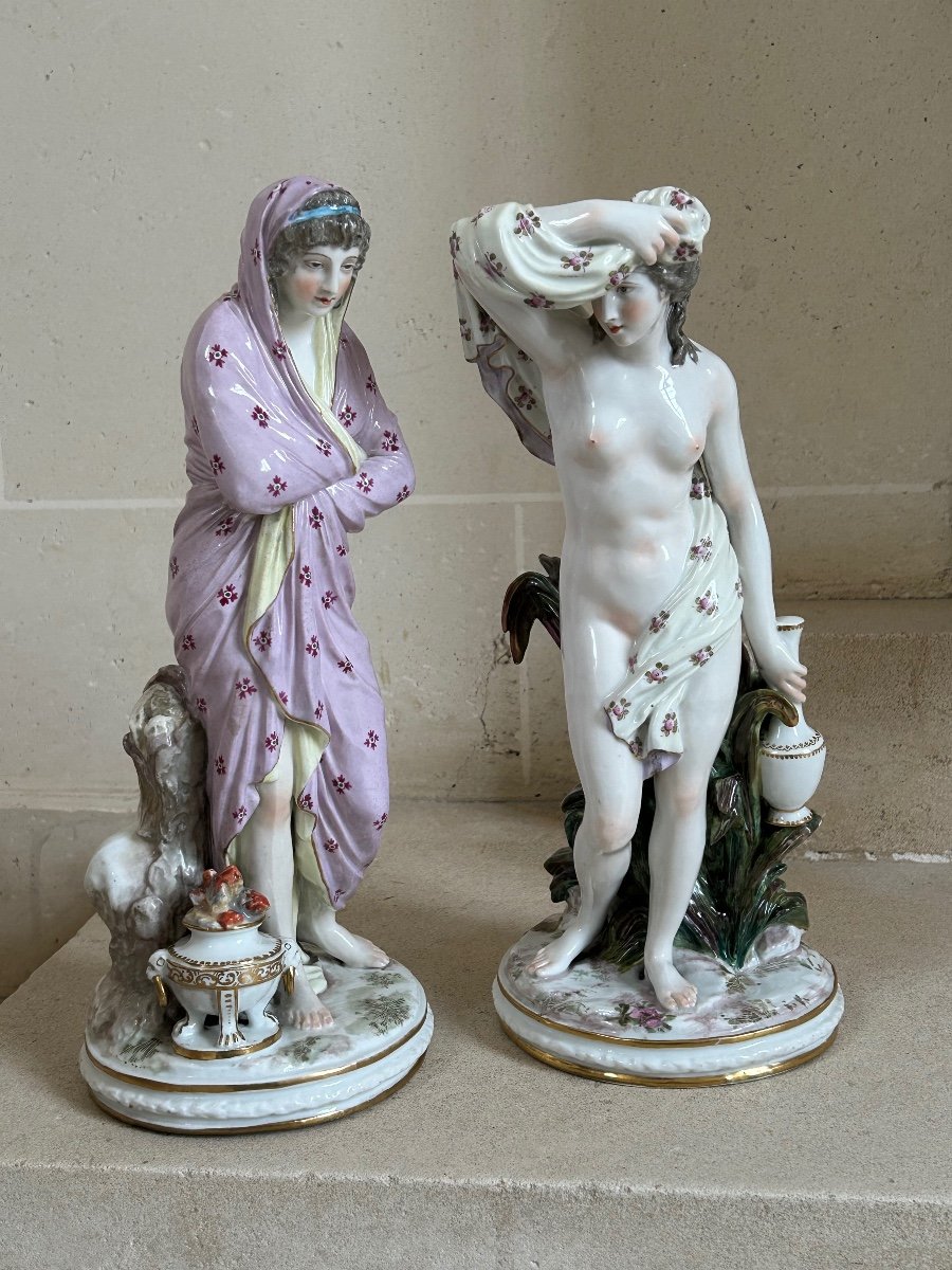 Pair Of Important Saxon Porcelain Subjects, Representing Summer And Winter