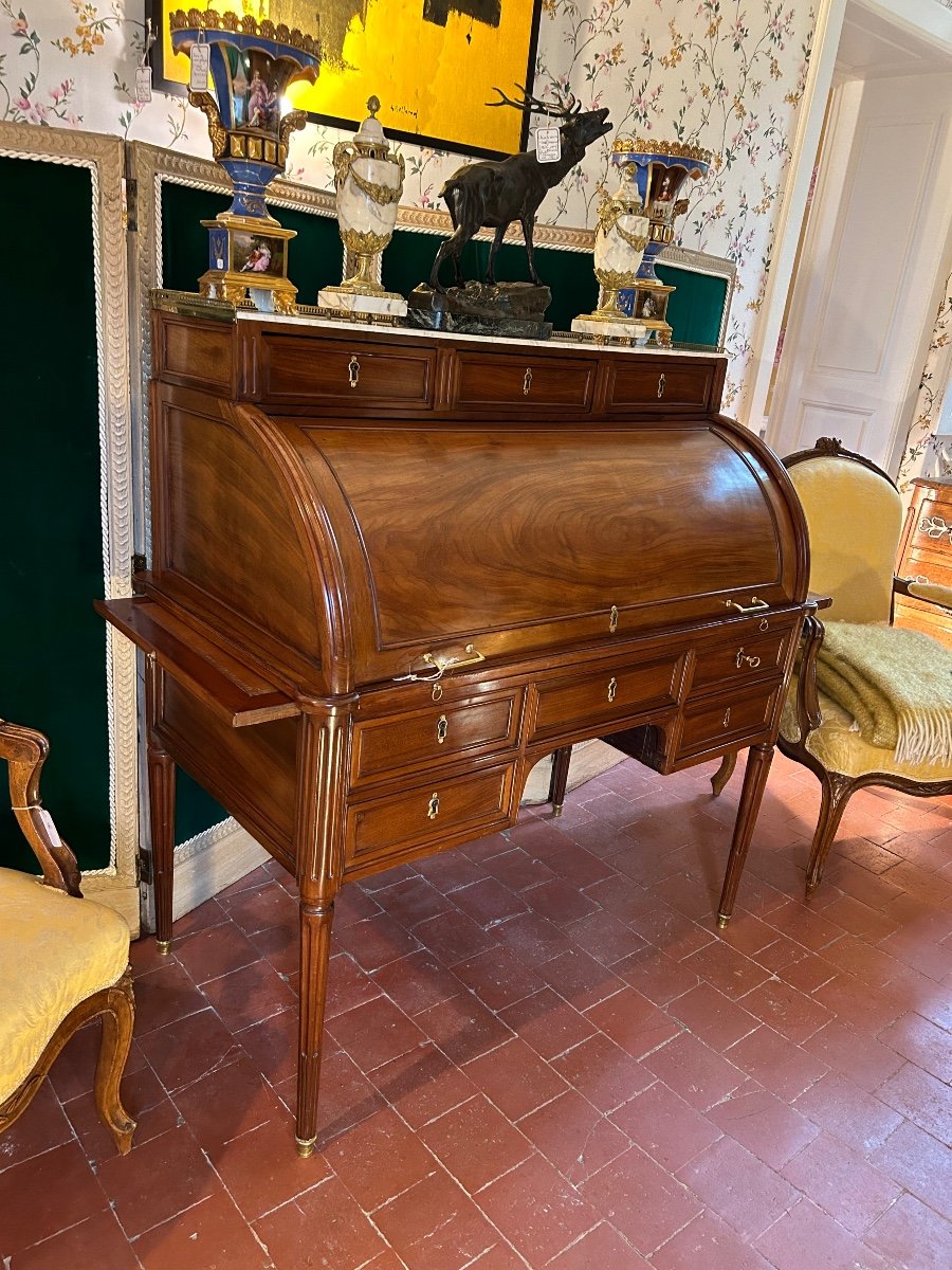 Louis XVI Period Blond Mahogany Cylinder Desk